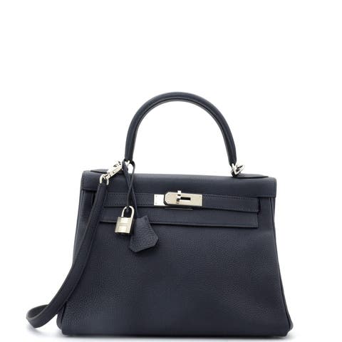 Kelly Handbag Blue Togo with Palladium Hardware 28