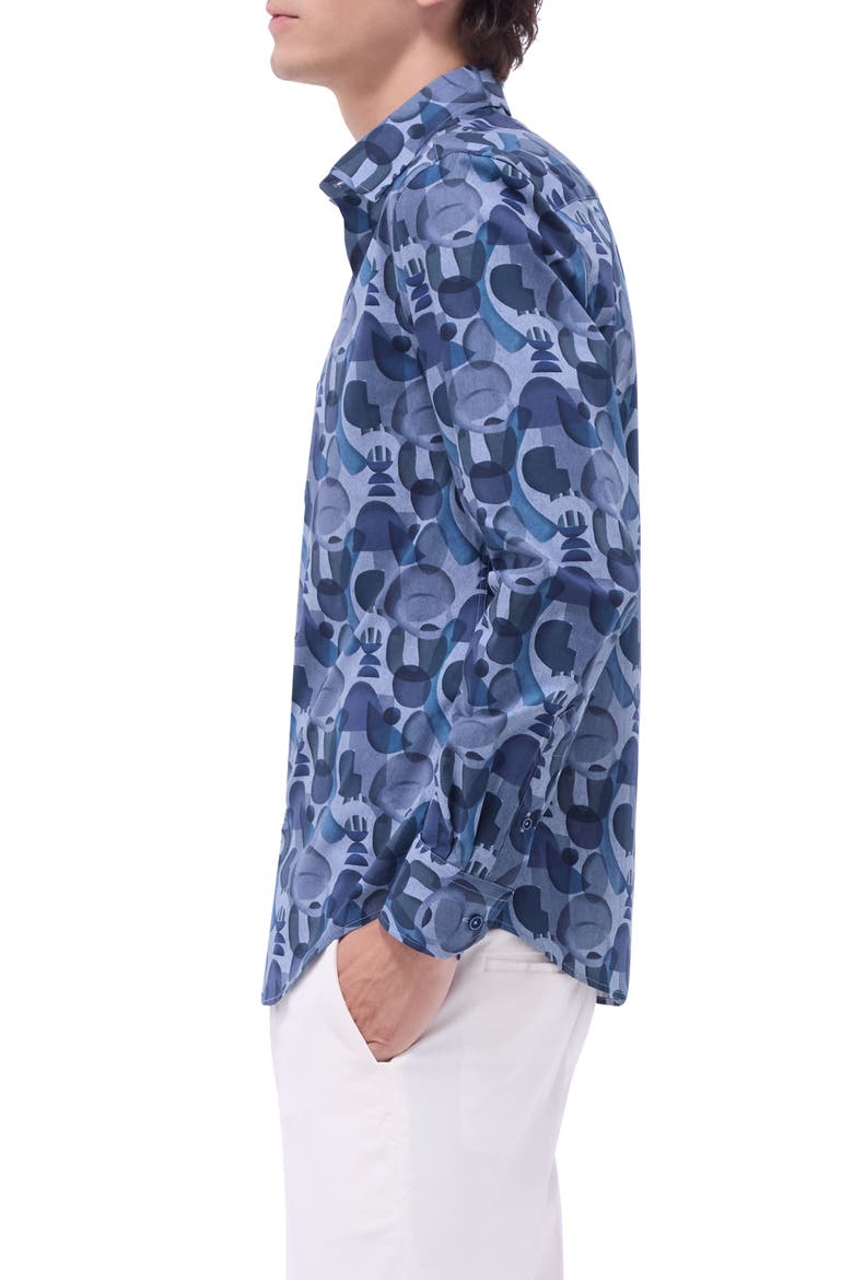 Julian Shaped Fit Stretch Cotton Button-Up Shirt, Alternate, color, COBALT