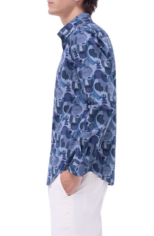 Bugatchi Julian Shaped Fit Stretch Cotton Button-up Shirt In Cobalt
