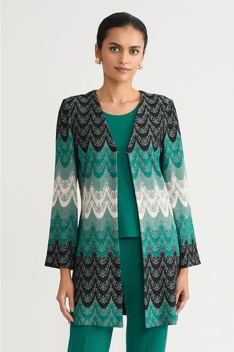 Heritage Scalloped Jacquard Soft Knit Jacket, Main, color, Everest/Twig/Black/Ivory