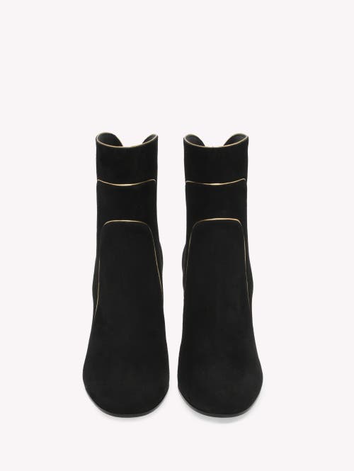 Gianvito Rossi Gold-trim Suede Boots In Black