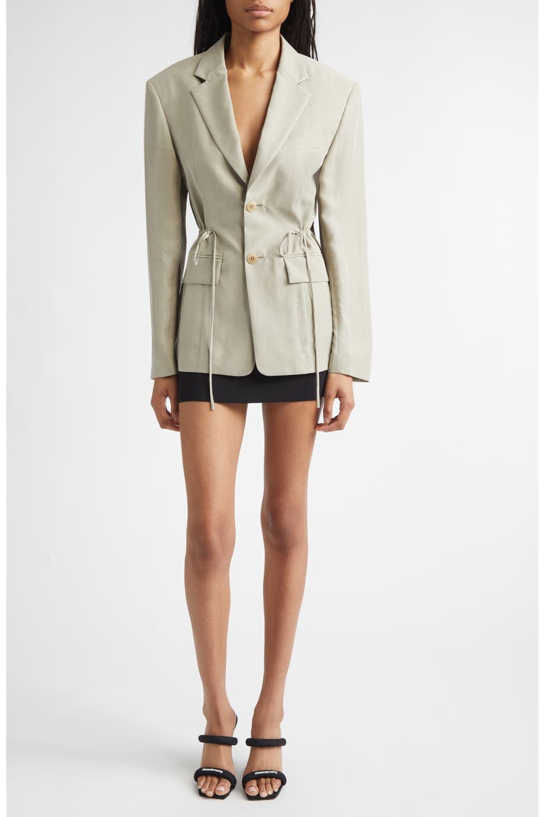 Drawstring Waist Silk Jacket, Alternate, color, ARMY TAN