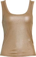 Burberry Tiana Ruched Metallic Tank