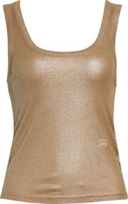 Burberry Tiana Ruched Metallic Tank