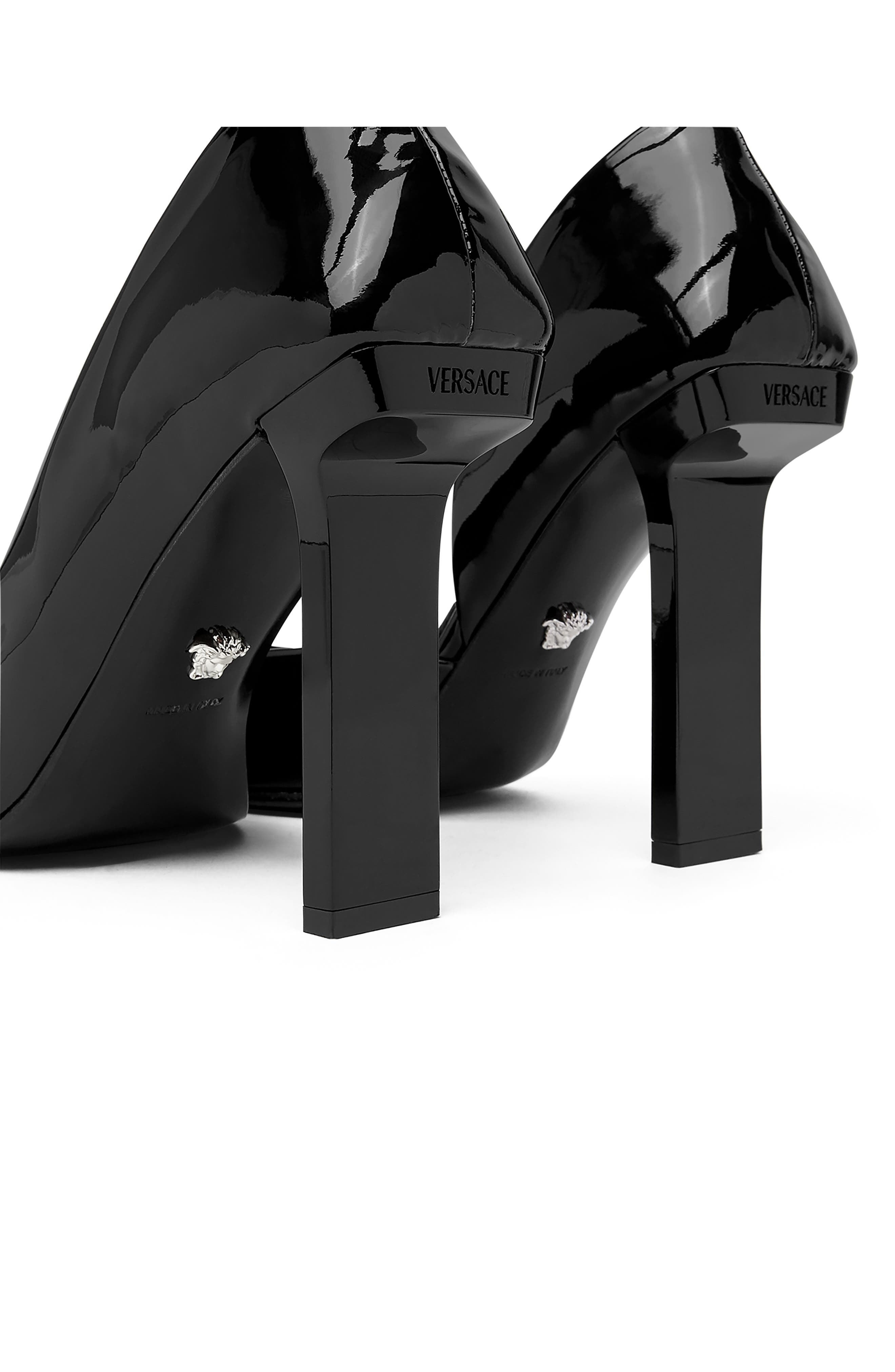 Versace Crystal Ankle Strap Half d'Orsay Pointed Toe Pump, Alternate, color, 