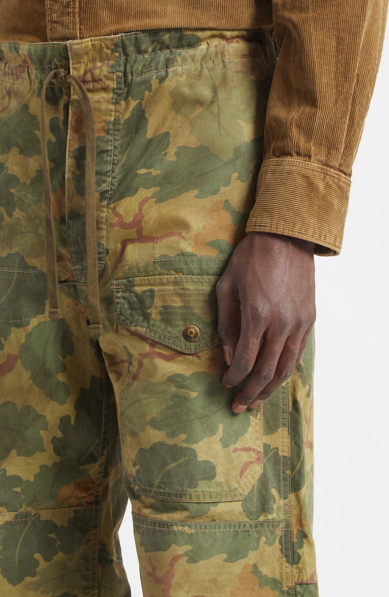 Double RL Ranger Camo Print Poplin Cargo Pants, Alternate, color, Olive Leaf Camo