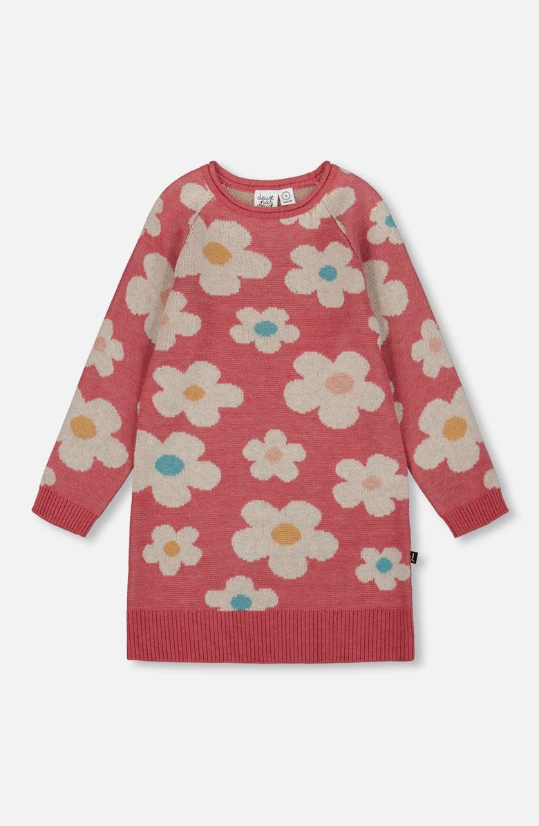 Deux par Deux Knitted Dress with Flower Jacquard, Main, color, 