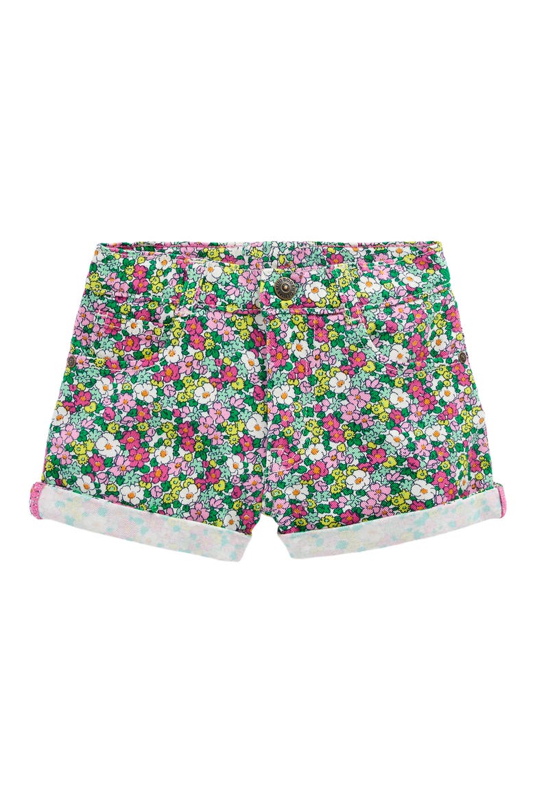 Kids' Floral Stretch Denim Shorts, Main, color, GREEN MULTI FLOWER SUMMERBED