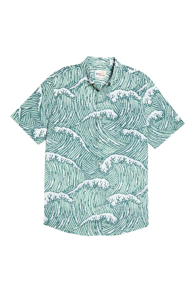 Super Swells Button-Down Shirt, Alternate, color, GREEN