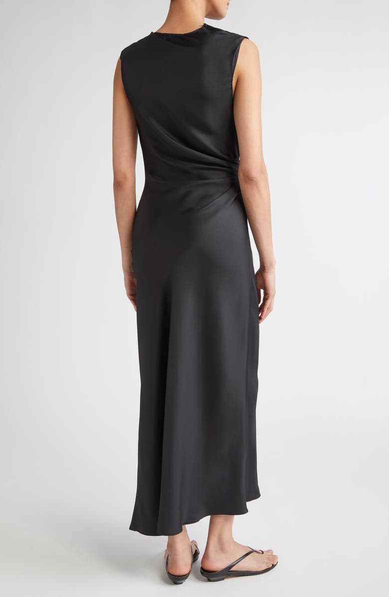 LOULOU DE SAISON Roan Draped Sleeveless Silk Dress, Alternate, color, Black