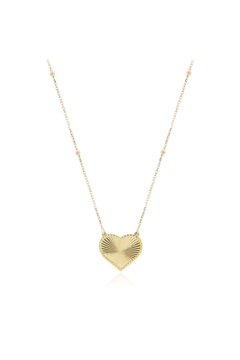 Fluted Gold Single Heart Necklace, Main, color, Yellow Gold