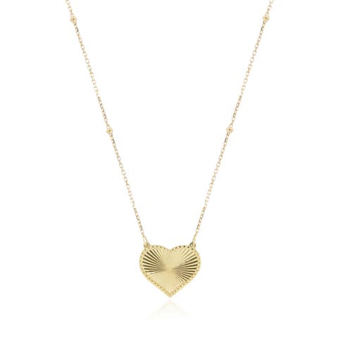 Fluted Gold Single Heart Necklace