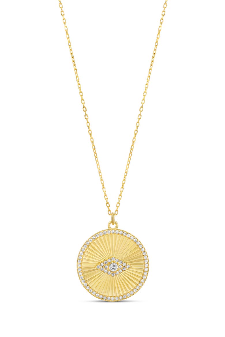 Round Evil Eye Pendant Necklace, Main, color, GOLD
