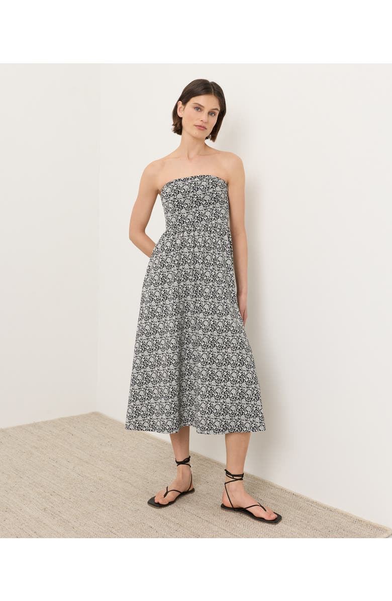 Pact Fit & Flare Strapless Dress Made With Organic Cotton, Main, color, Bohemian Dreams Black