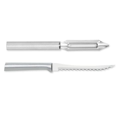 Cutlery 2-Inch Deluxe Vegetable Peeler & 5-Inch Tomato Slicer Stainless Steel Serrated Blade
