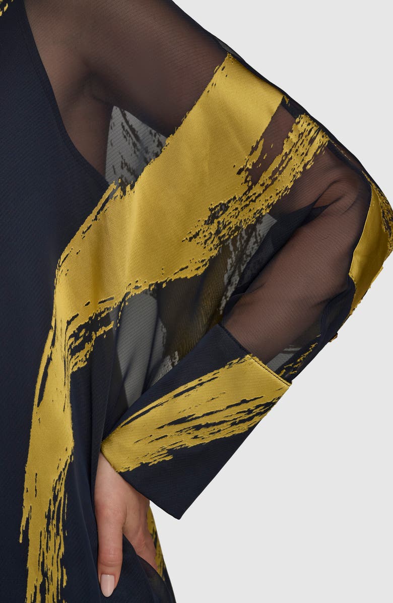 Donna Karan New York Print Collar Tunic Top, Alternate, color,