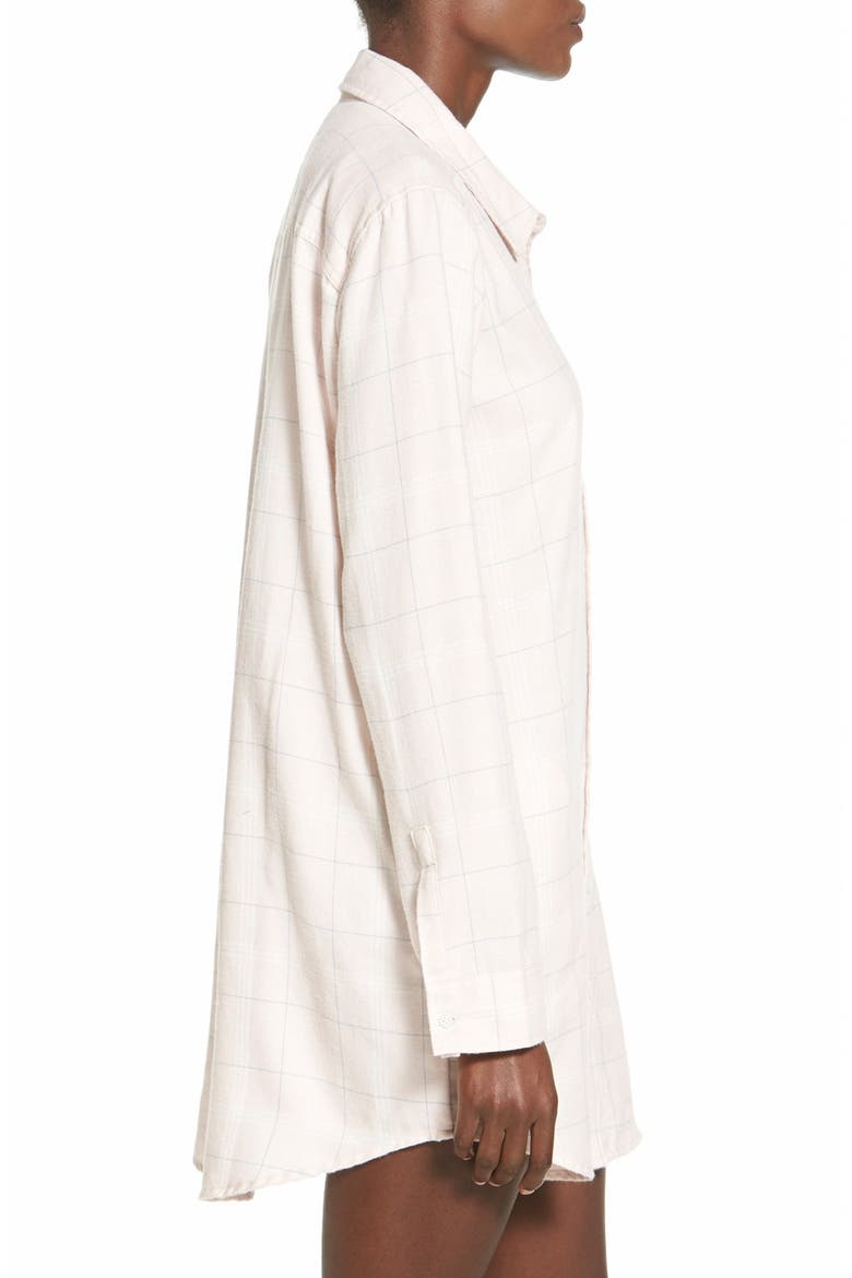 Flannel Night Shirt, Alternate, color, PINK HUSH ALEX PLD
