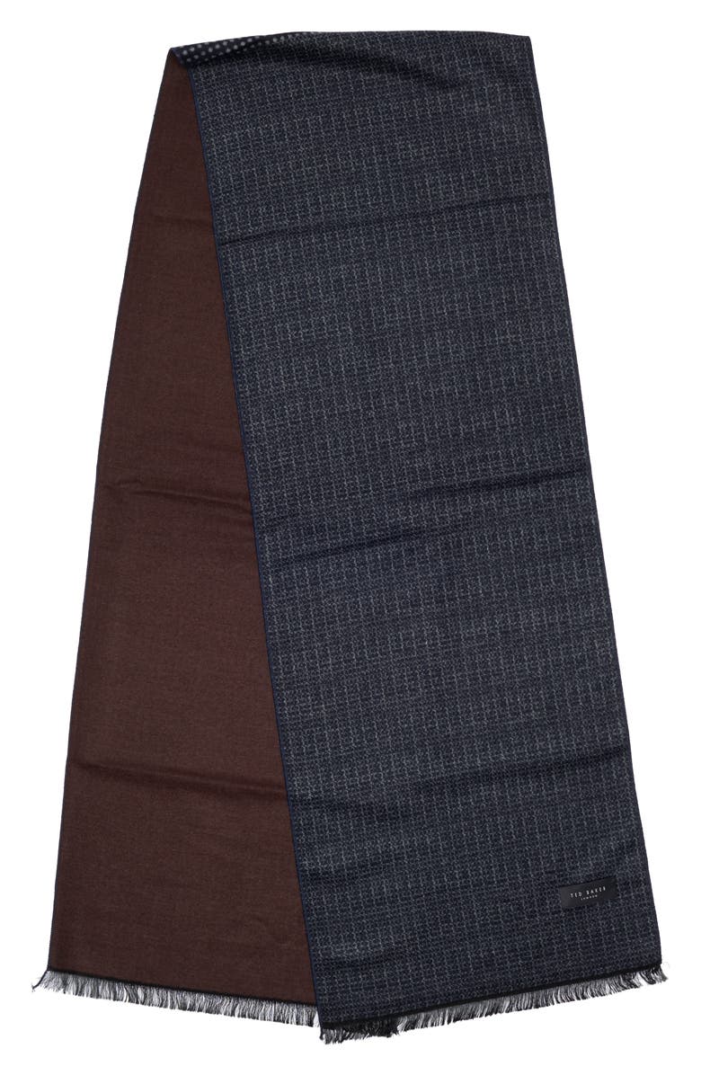 Ted Baker London Dotted Silk Reversible Scarf, Alternate, color, Brown