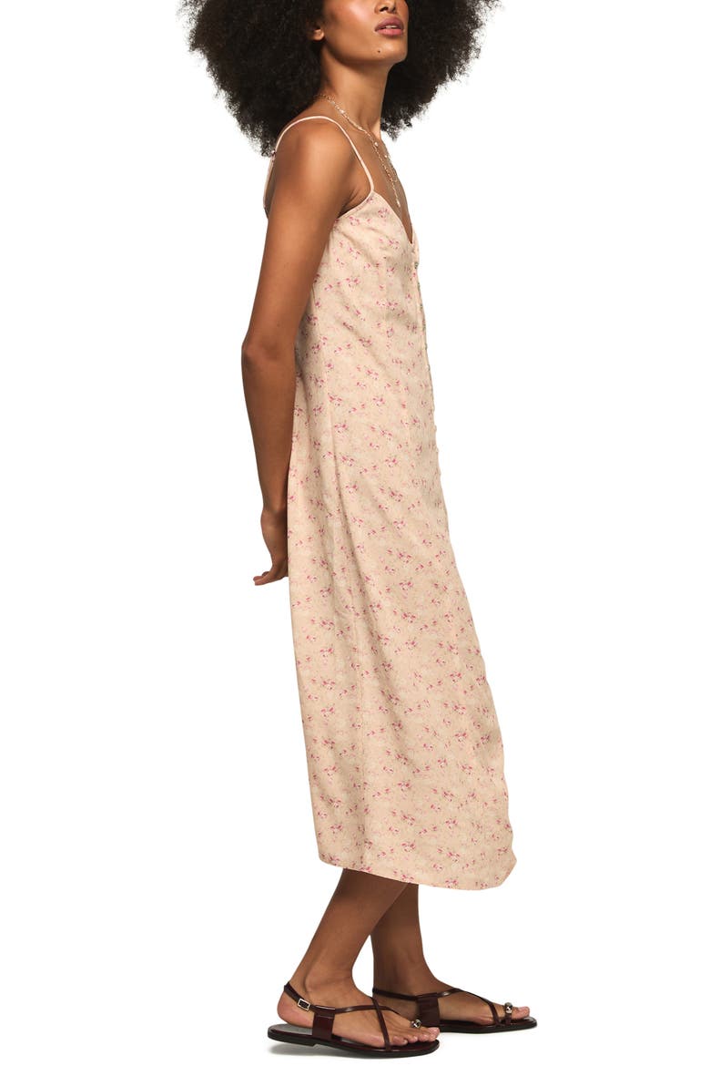 Simone Floral Midi Slipdress, Alternate, color, PEACH FLORAL