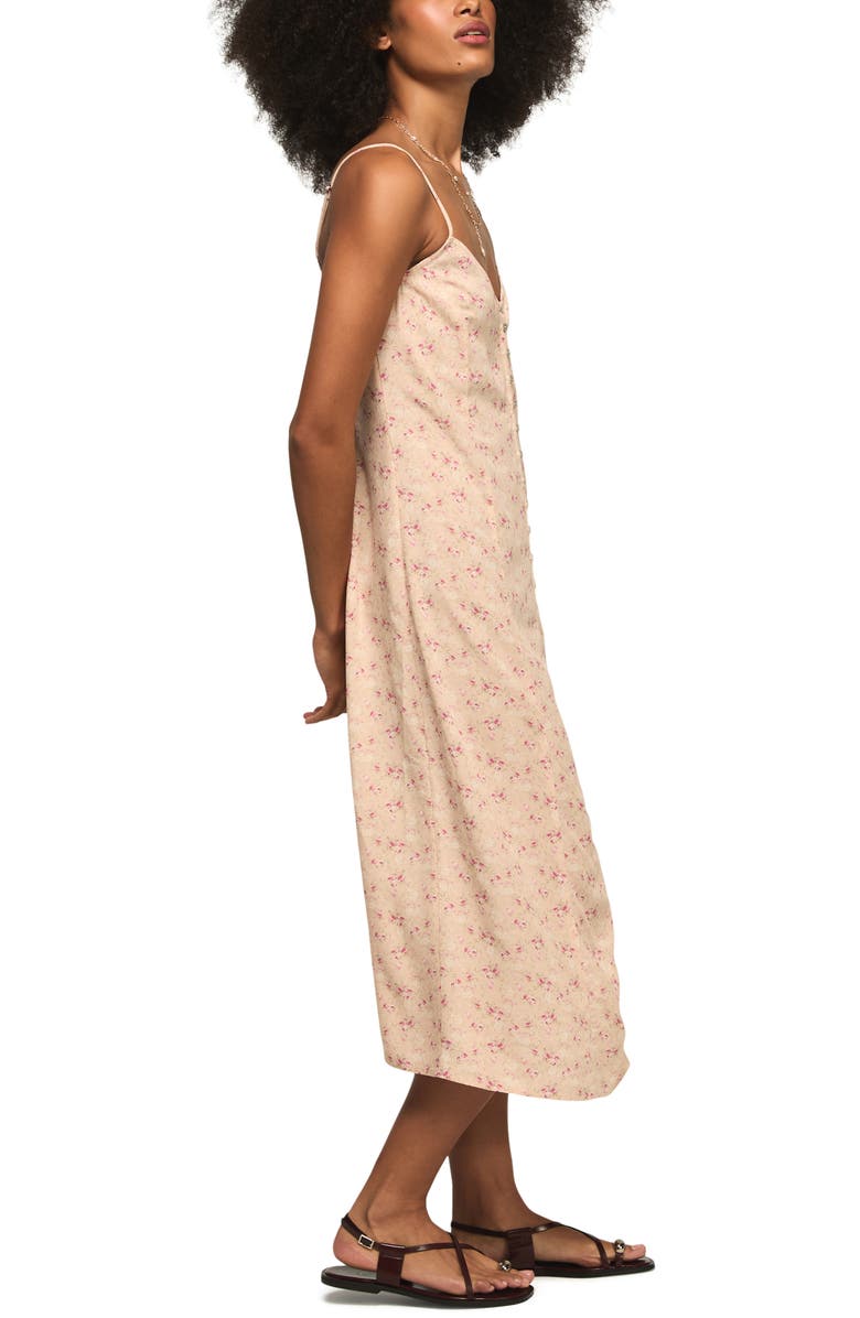 Lucky Brand Simone Floral Midi Slipdress, Alternate, color, Peach Floral