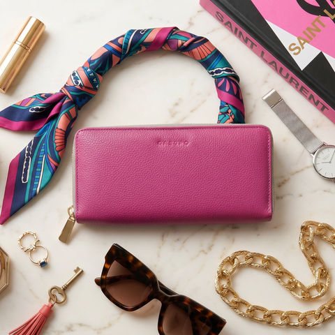 Large Zipper Wallet with Detachable Key Ring