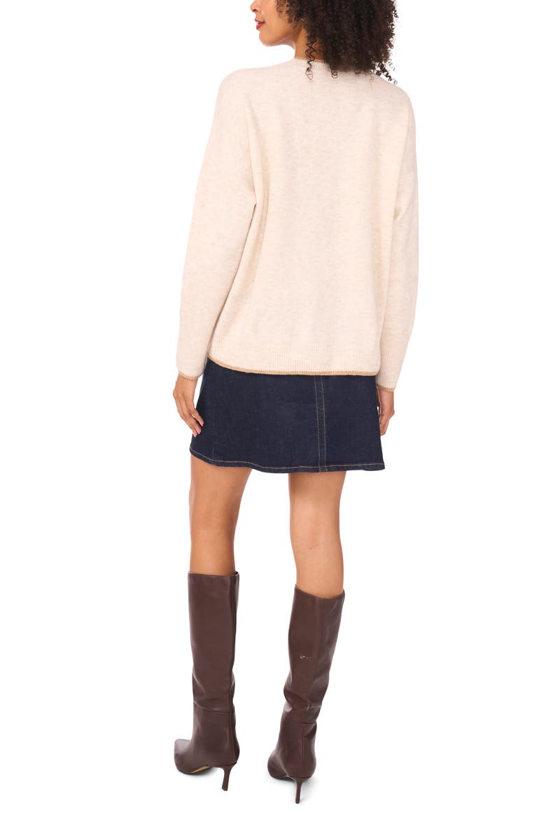 Tipped Crewneck Sweater, Alternate, color, OATMEAL