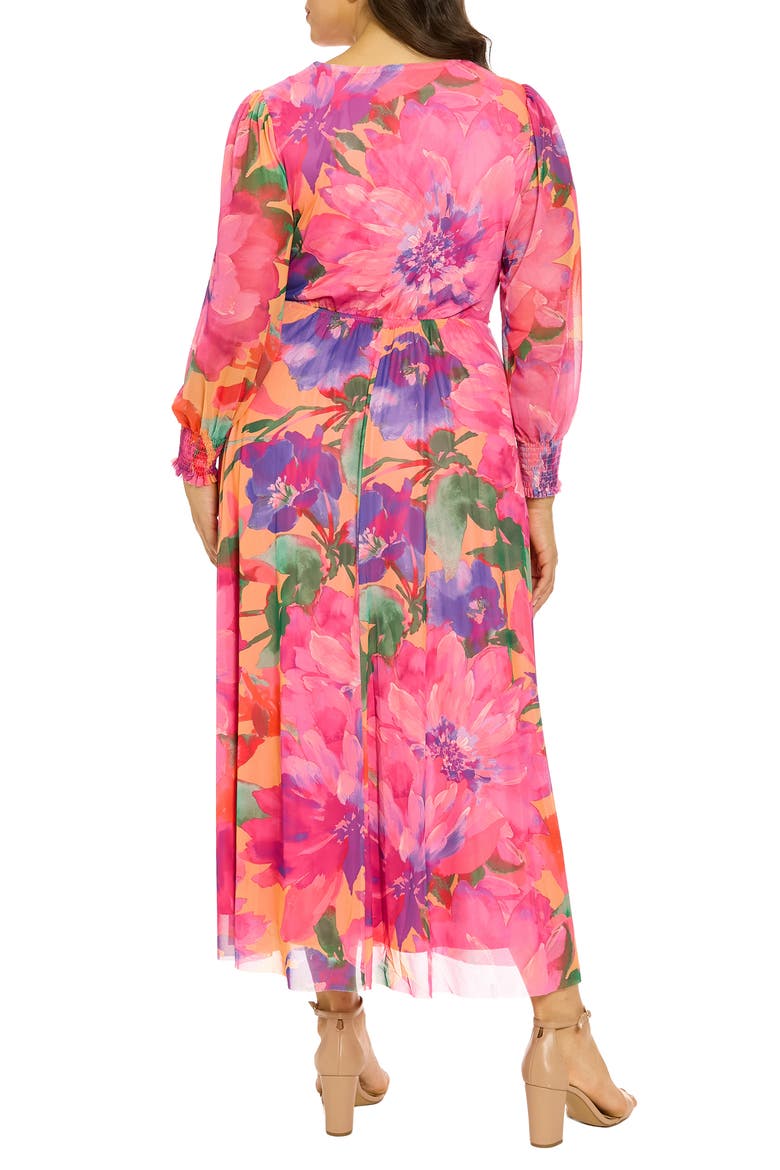 Bishop Sleeve Maxi Dress, Alternate, color, PEACH/ PINK