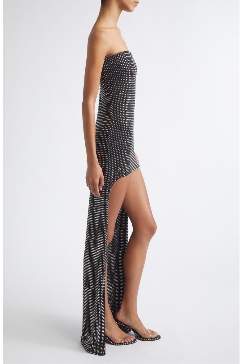 Strapless High-Low Bodycon Dress, Alternate, color, BLACK