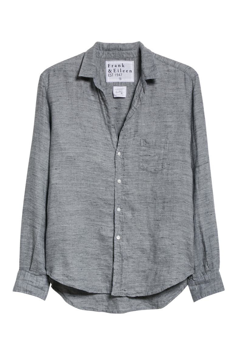 Woven Button-Up Shirt, Alternate, color, HEATHER GREY