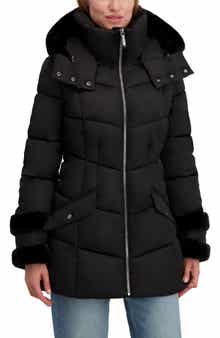 Laundry by Shelli Segal Petal Faux Fur Trim Hooded Puffer Jacket