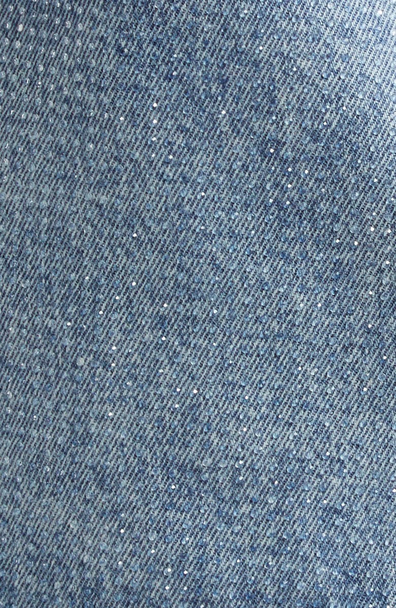 Alexander Wang Clear Bead Denim Miniskirt, Alternate, color, Vintage Light Indigo