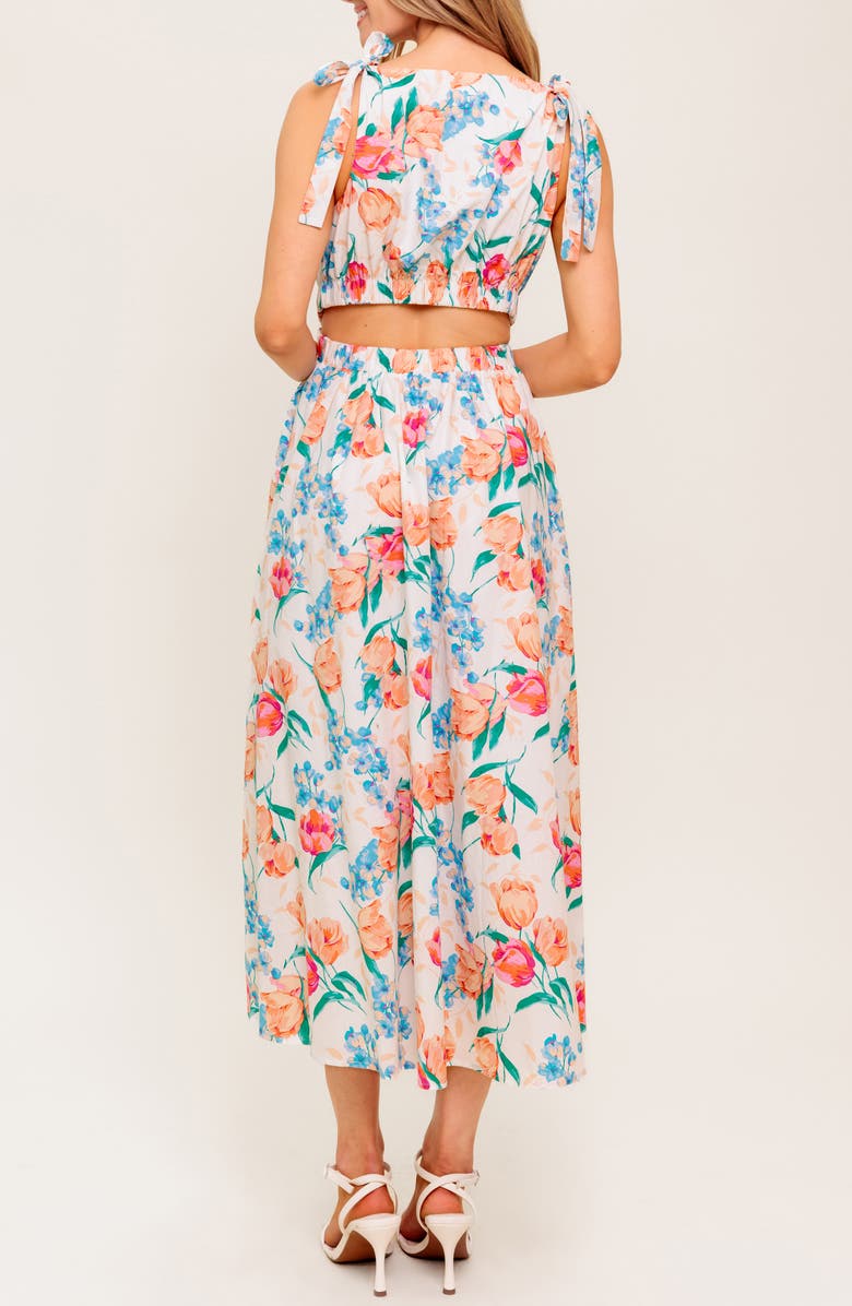 FLYING TOMATO Tie Strap Fit & Flare Midi Dress, Alternate, color, Ivory