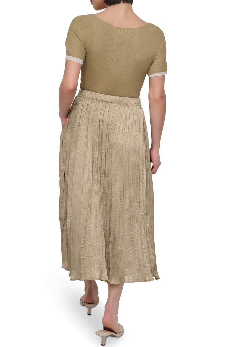 DKNY Crushed Pleated Midi Skirt, Alternate, color, Pale Moss
