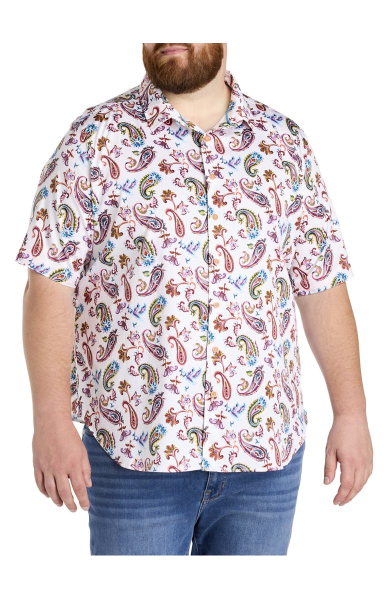 Robert Graham DXL Big & Tall Tangier Paisley Print Sport Shirt, Alternate, color, Red