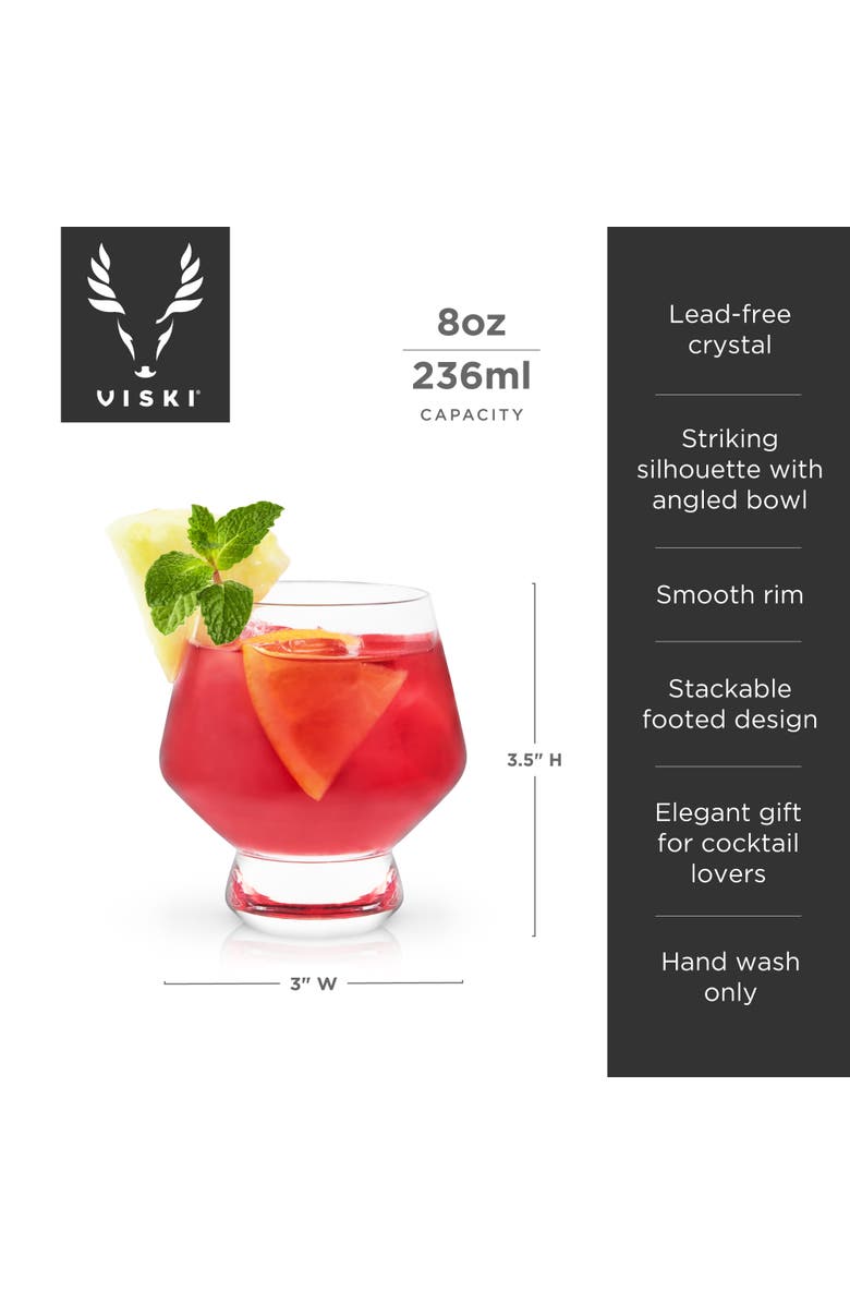 Viski Raye Footed Crystal Punch Cups Set of 2, Alternate, color, Clear