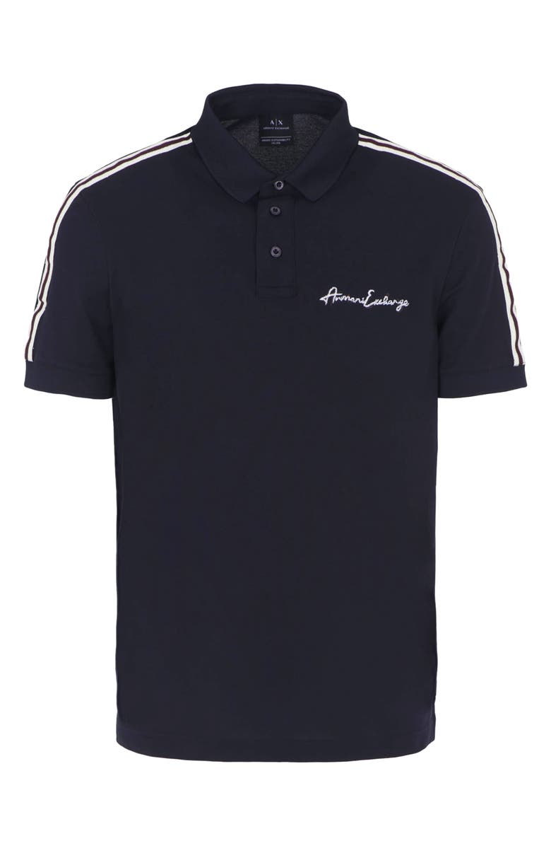 Armani Exchange Signature Logo Stretch Piqué Polo, Alternate, color,