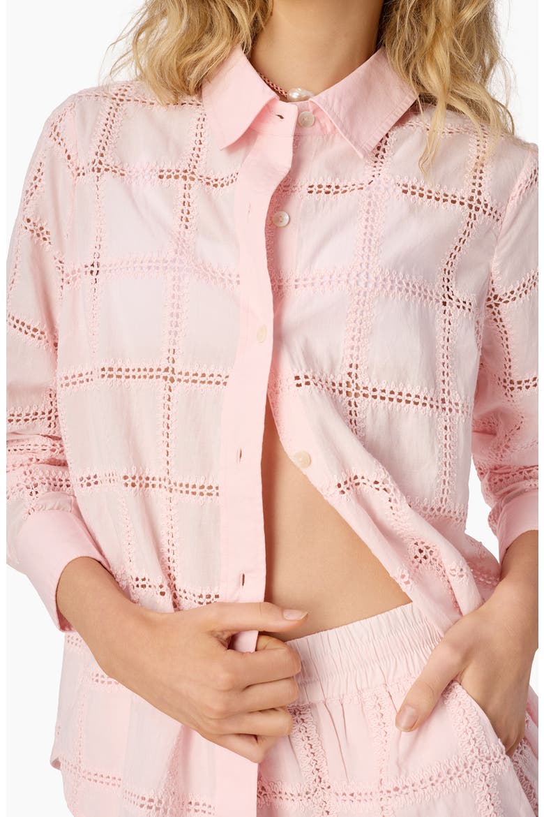 Tomei Embroidered Eyelet Button-Up Shirt, Alternate, color, DOGWOOD