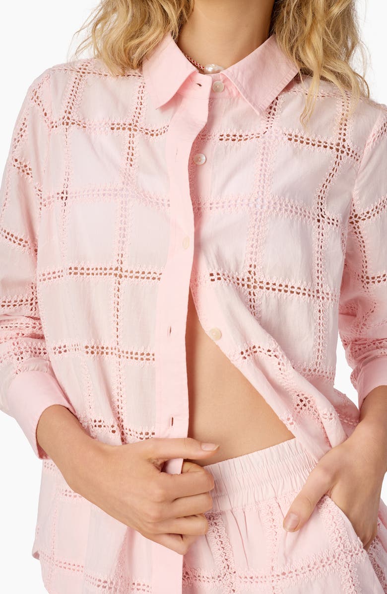 CAMI NYC Tomei Embroidered Eyelet Button-Up Shirt, Alternate, color, Dogwood