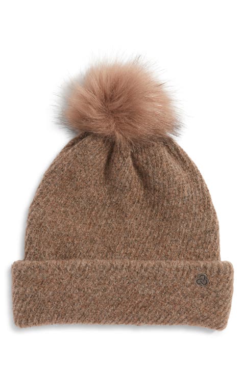 Cozy Heather Beanie with Faux Fur Pompom