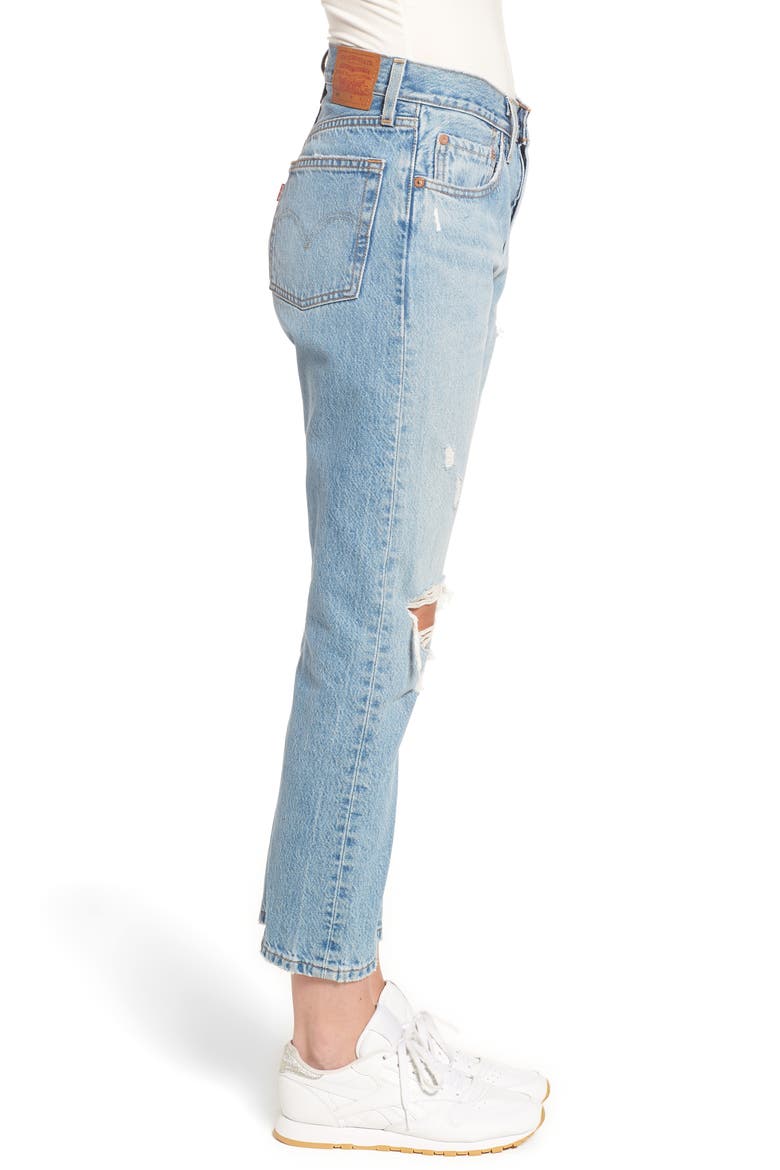 Levi's® 501® Ripped High Waist Crop Jeans, Alternate, color, AUTHENTICALLY YOURS
