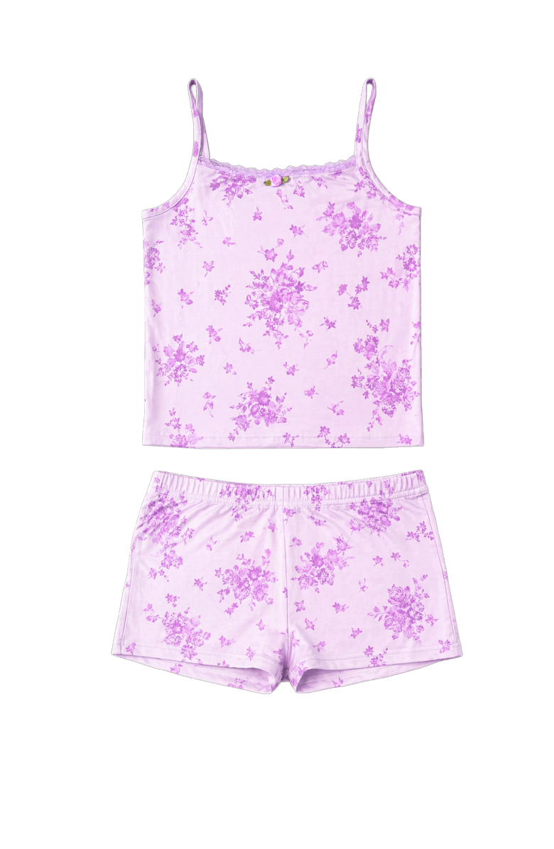 Preppy Goose Orchid Floral Print Cami Jersey Set, Main, color, Orchid