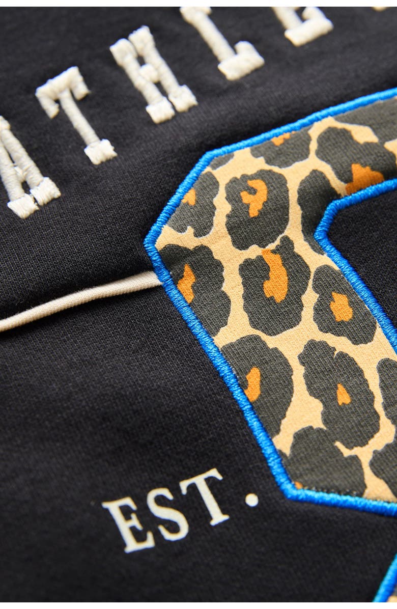 NEXT Kids' Leopard Print Varsity Sweatshirt, Alternate, color, Black