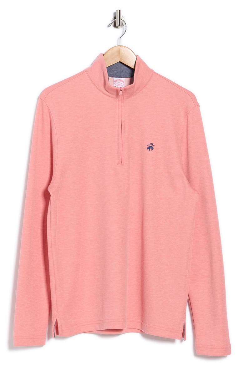 Piqué Half Zip Pullover, Alternate, color, CORAL HEATHER