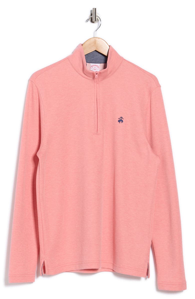 Brooks Brothers Piqué Half Zip Pullover, Alternate, color, Coral Heather