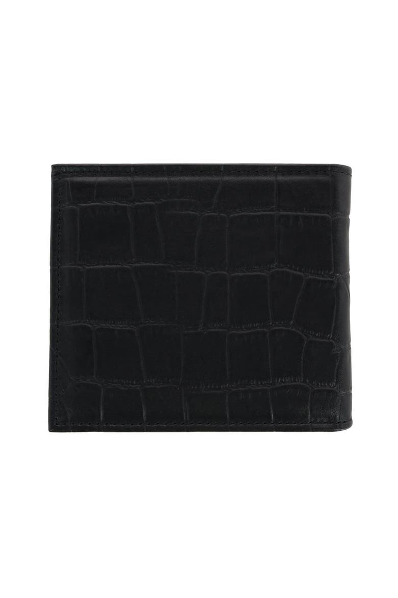 Esteban Croco Embossed Leather 8 Slot Bi-Fold Wallet, Alternate, color, Black