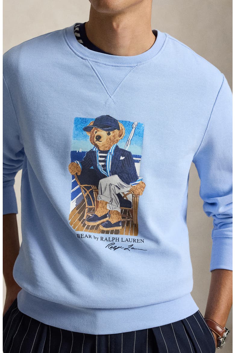 Polo Bear Cotton Fleece Crewneck Sweatshirt, Alternate, color, NEWPORT BEAR- OFFICE BLUE