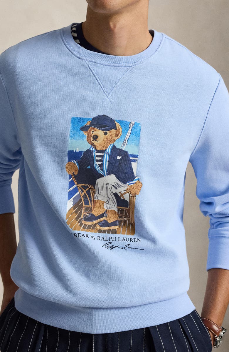 Polo Ralph Lauren Polo Bear Cotton Fleece Crewneck Sweatshirt, Alternate, color, Newport Bear- Office Blue