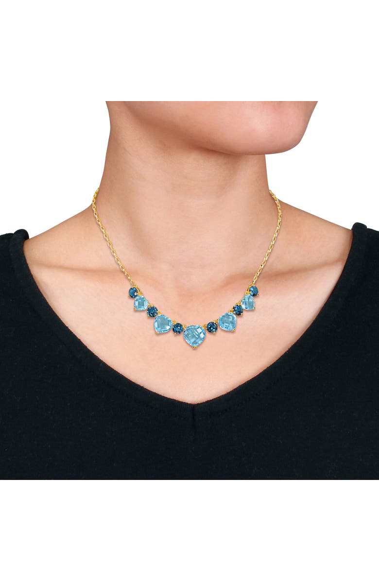 Julianna B. Blue Topaz Heart Necklace Plated Silver, Alternate, color, 