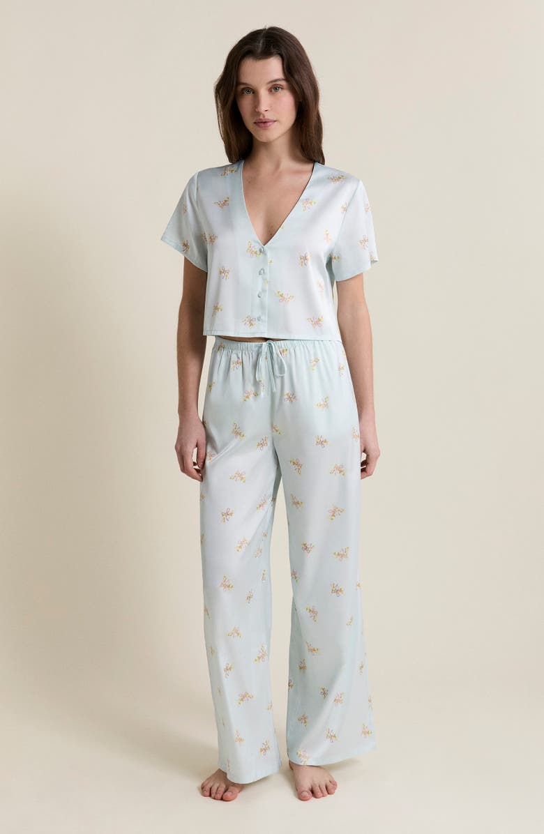 Etam Solia Floral Pajama Pants, Alternate, color, Printed Green Blue