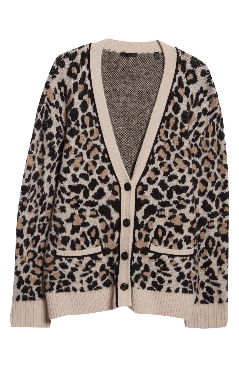 ATM Anthony Thomas Melillo Leopard Jacquard Cardigan, Alternate, color, 